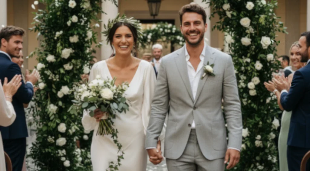 novios felices en su boda